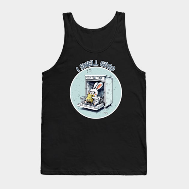 Sweet Animals: Bunny Rabbit Smells A Sponge - Cute Bunny - A Funny Silly Retro Vintage Style Tank Top by LollipopINC